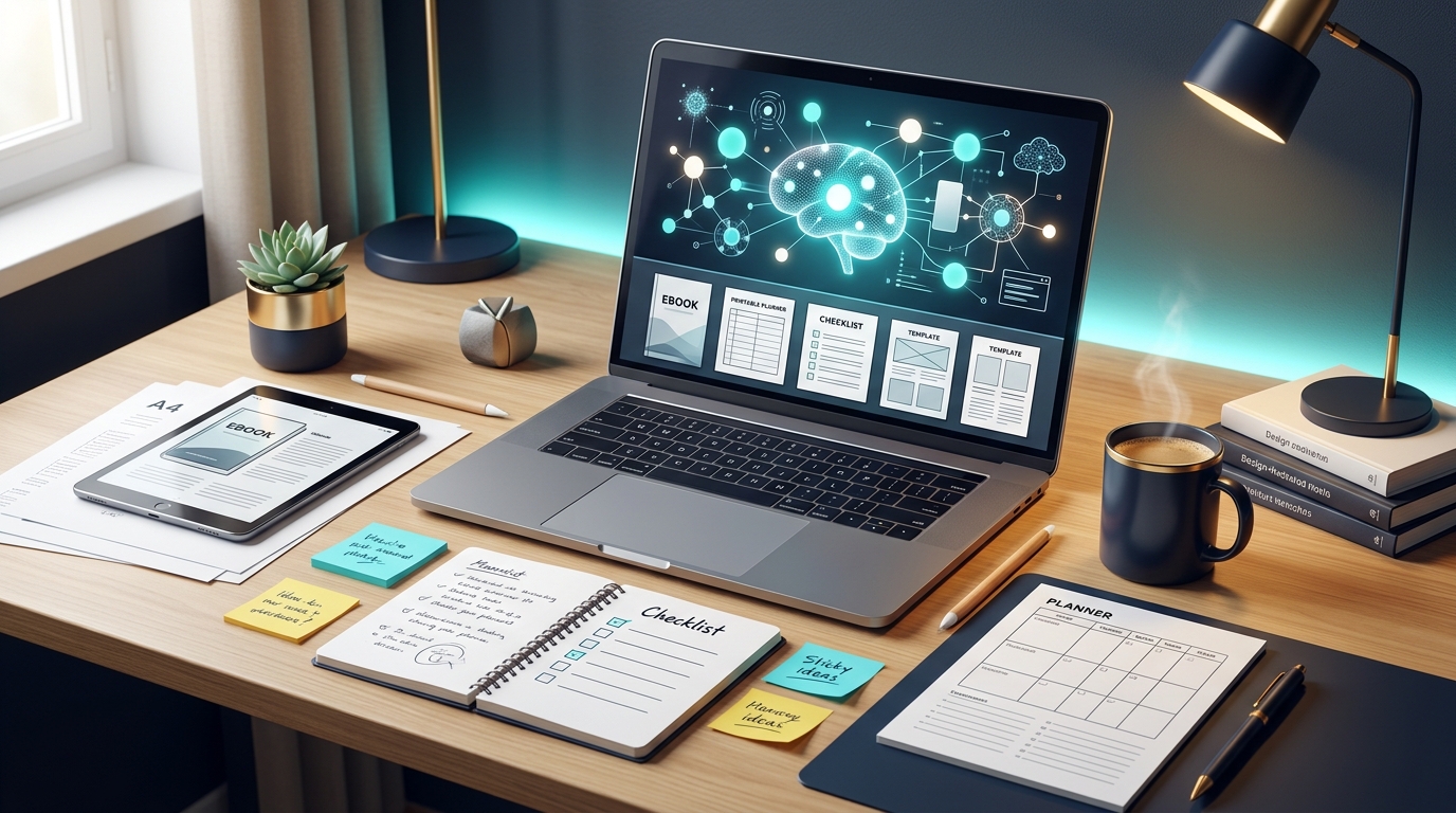 create digital products with AI using ebooks templates and online tools