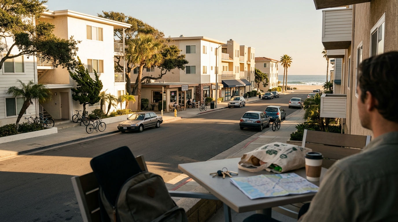 affordable coastal living in the U.S. with beach town streets apartments and remote work lifestyle